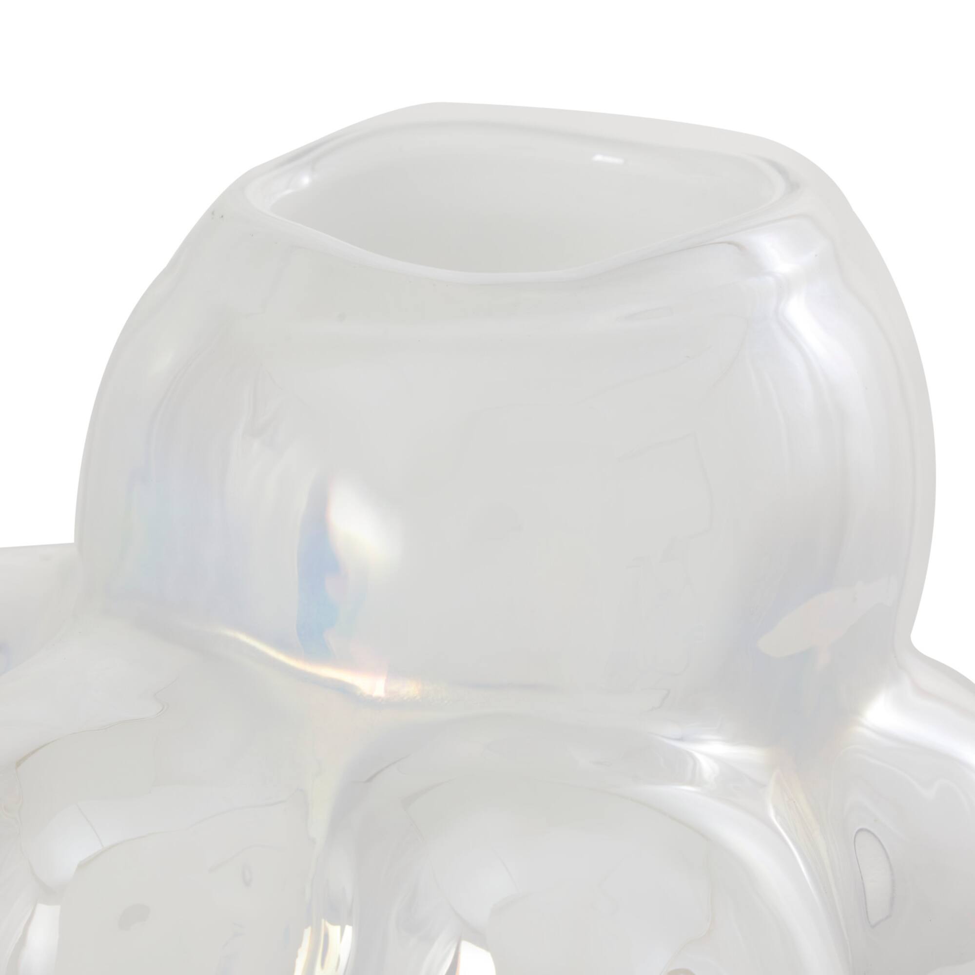 12" Clear Abstract Handmade Bubble Glass Vase